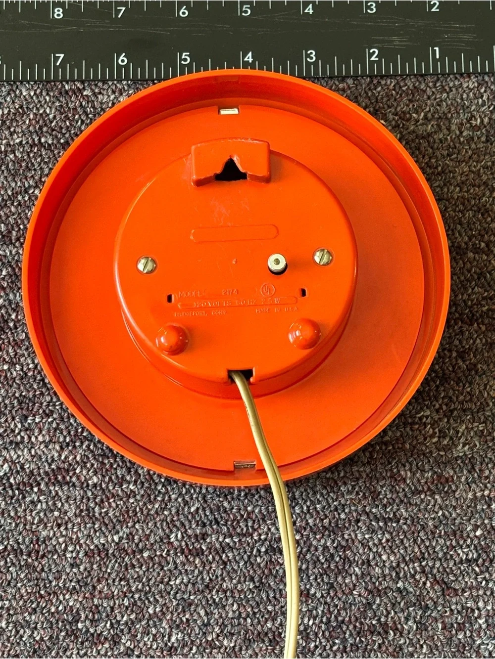 Vintage 1970’s General Electric Orange  Wall Clock with Bold Black Numerals